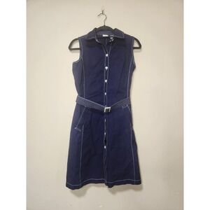 Isaac Mizrahi For Target Blue Shirt Dress Belted Size Small With Pockets